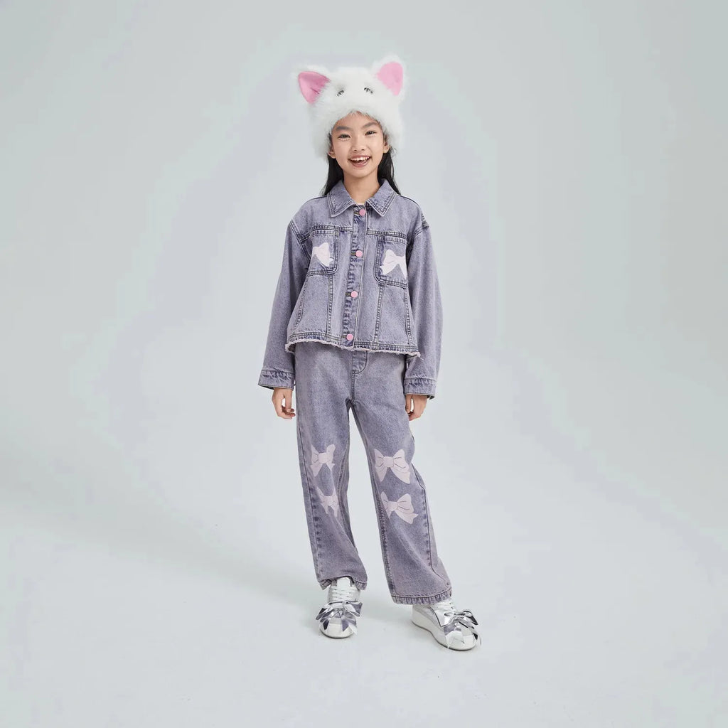 Poco Blush Butterfly Dream Fleece-Lined Stretch Denim Jeans