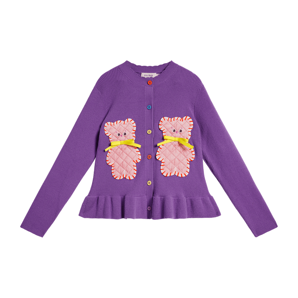 Poco Blush Raspberry Teddy Ruffle Cardigan
