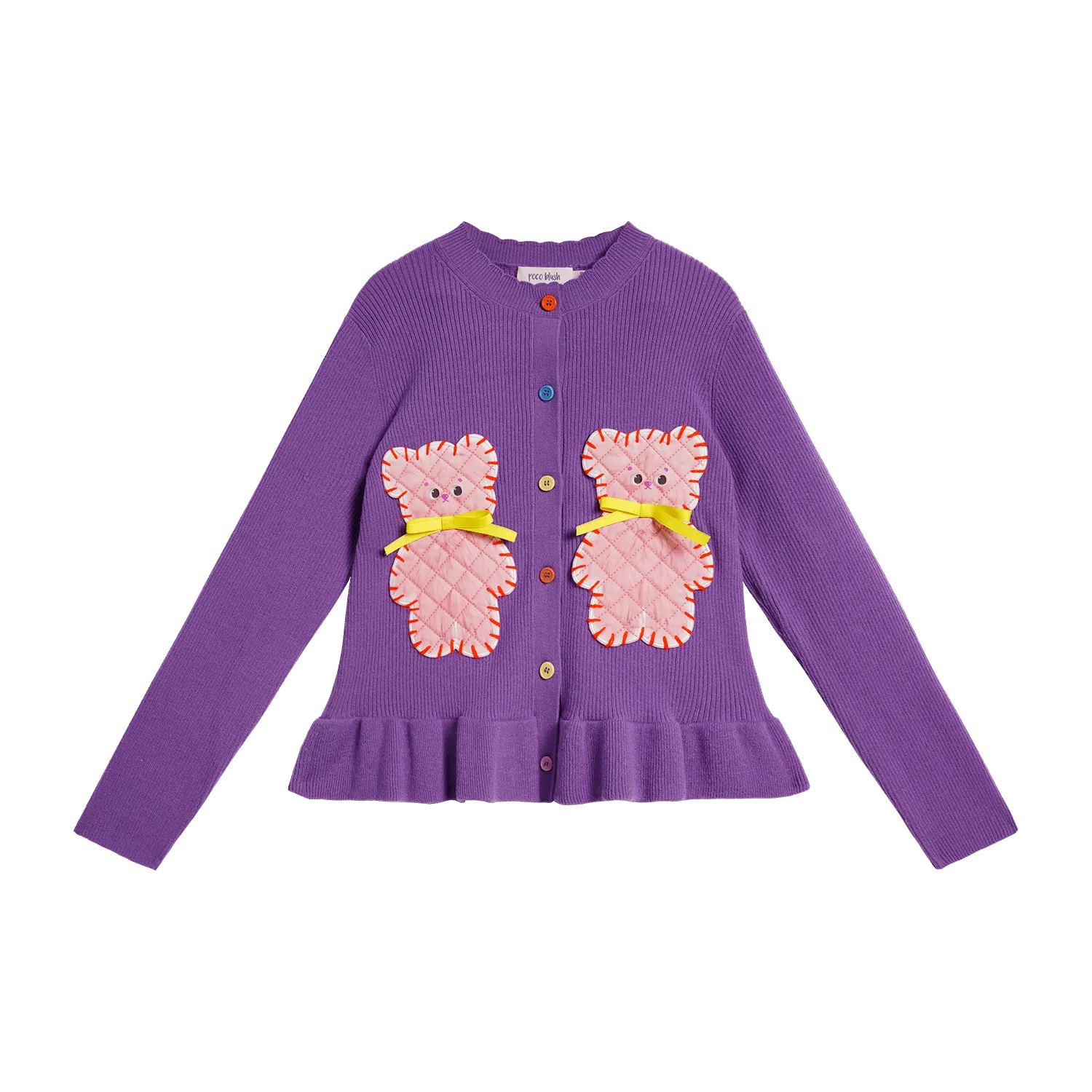 Poco Blush Raspberry Teddy Ruffle Cardigan