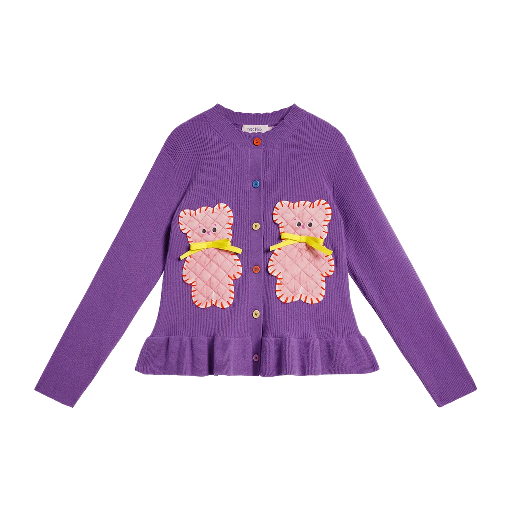 Poco Blush Raspberry Teddy Ruffle Cardigan