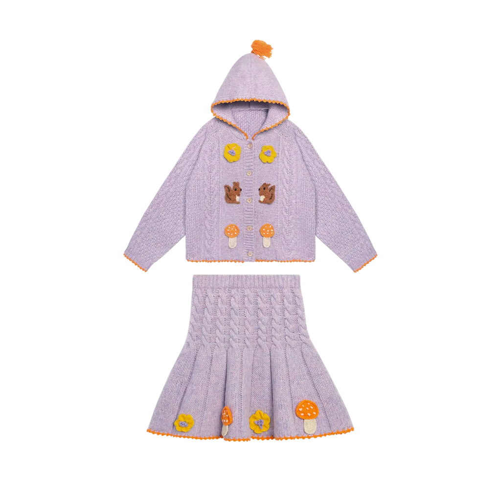 Squirrel Cable Knit Sweater Set by Poco Blush