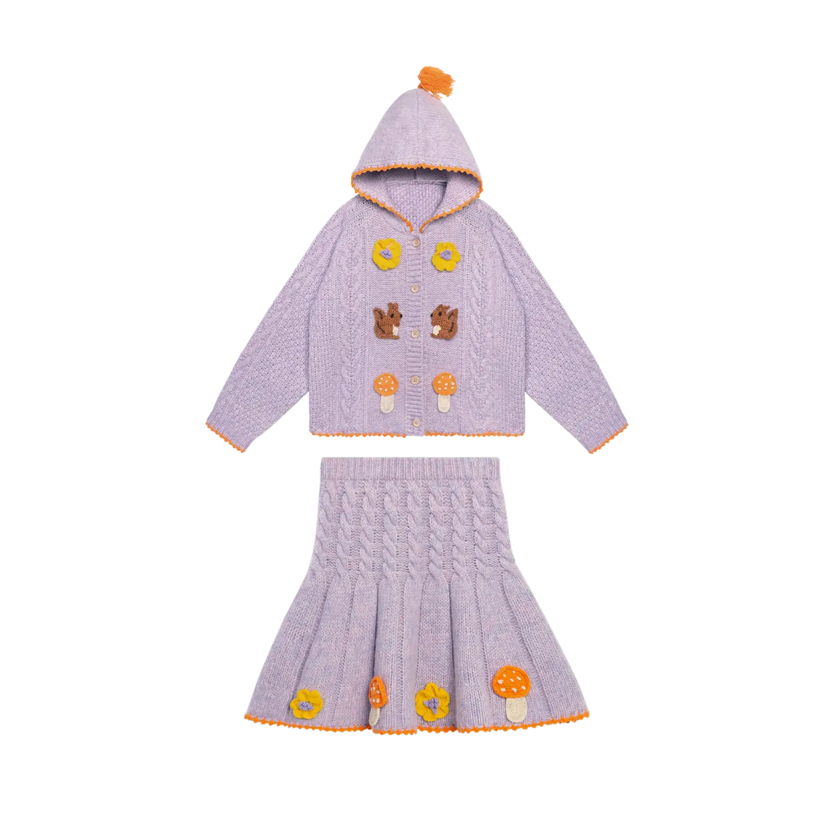 Poco Blush Squirrel Cable Knit Sweater Set
