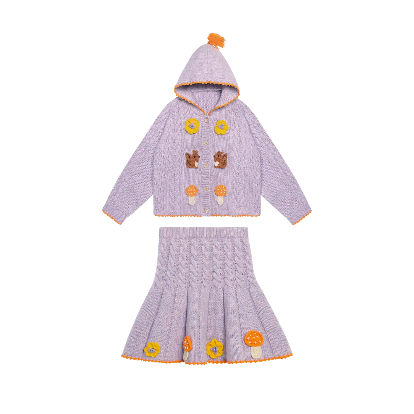 Poco Blush Squirrel Cable Knit Sweater Set