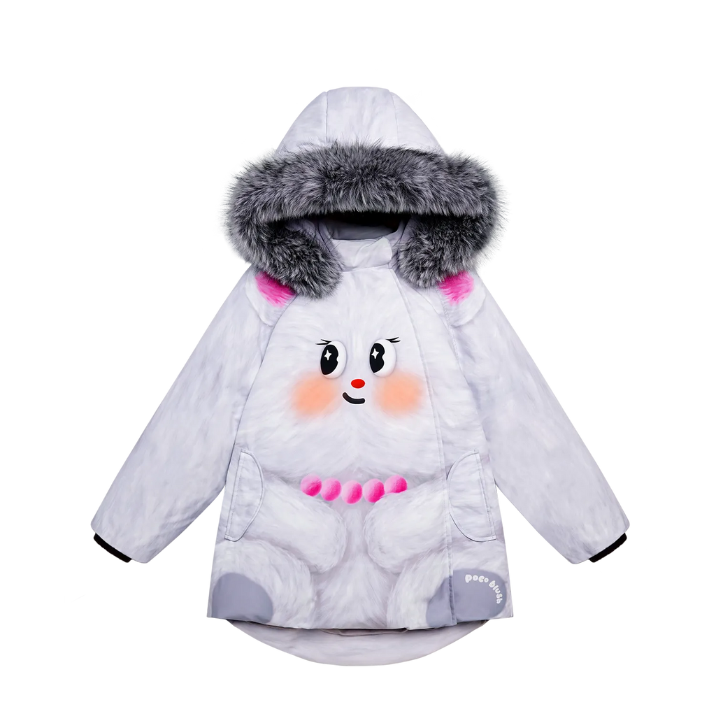 Poco Blush Printed Goose Down Jacket – Big Face Cat & Bow