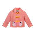 Poco Blush Panda and Peach Embroidered Wool-Blend Coat