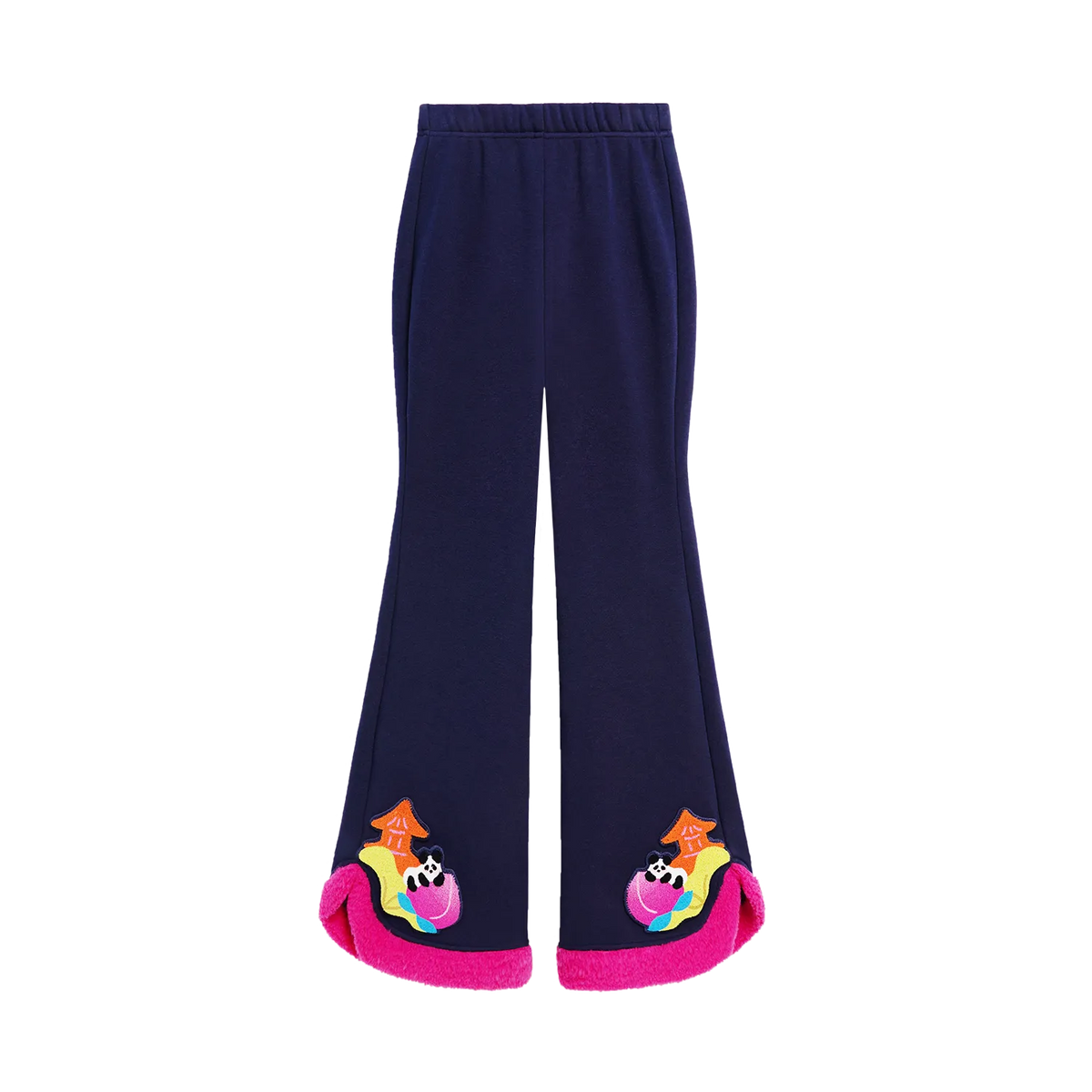 Poco Blush Star Peach Night Flared Warm-Fleece Pants Purple