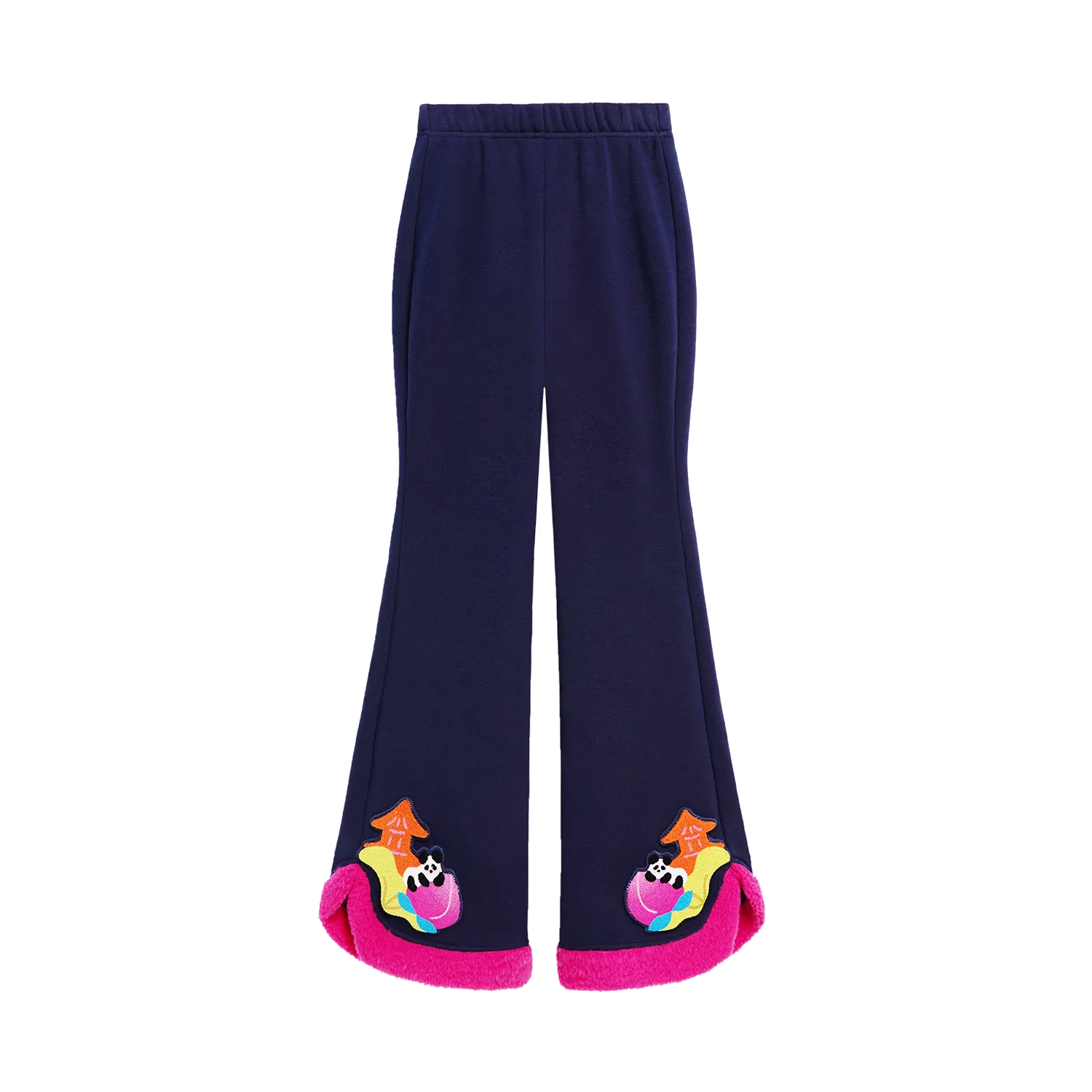 Poco Blush Star Peach Night Flared Warm-Fleece Pants Purple