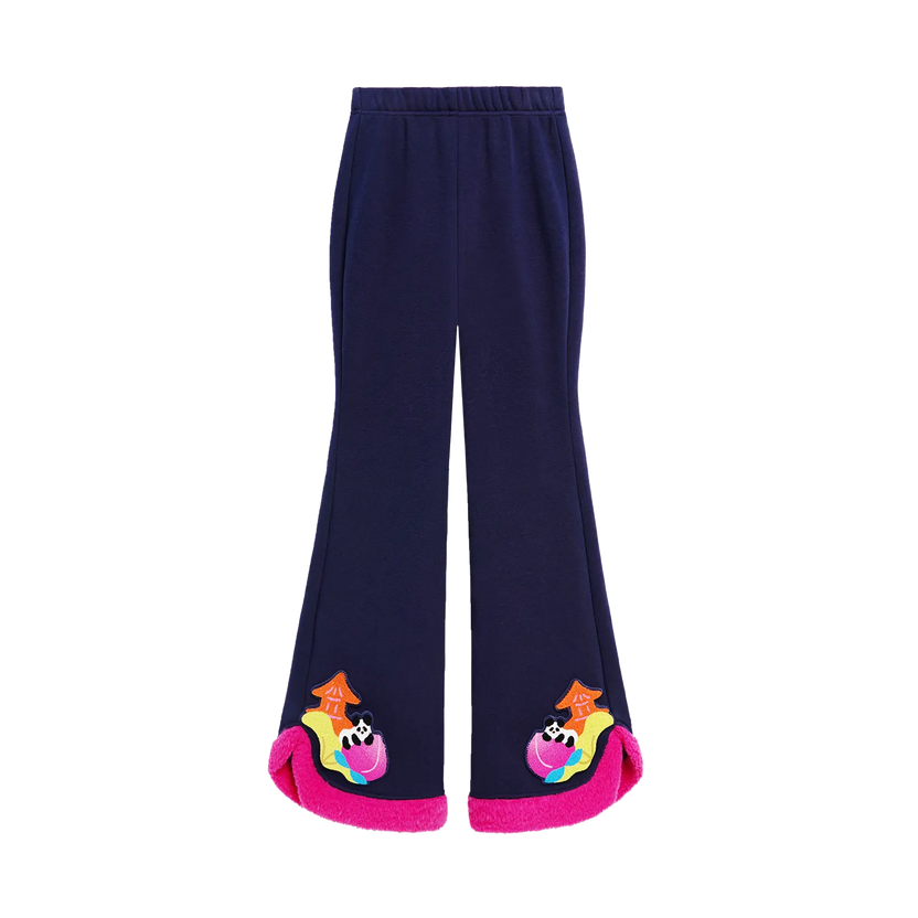 Star Peach Night Flared Warm-Fleece Pants by Poco Blush
