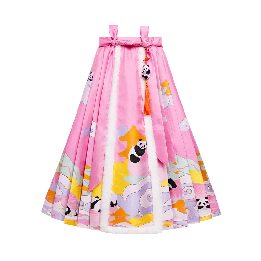 Chinese-Style Ma-Mian Skirt with Gold Embroidery by Poco Blush
