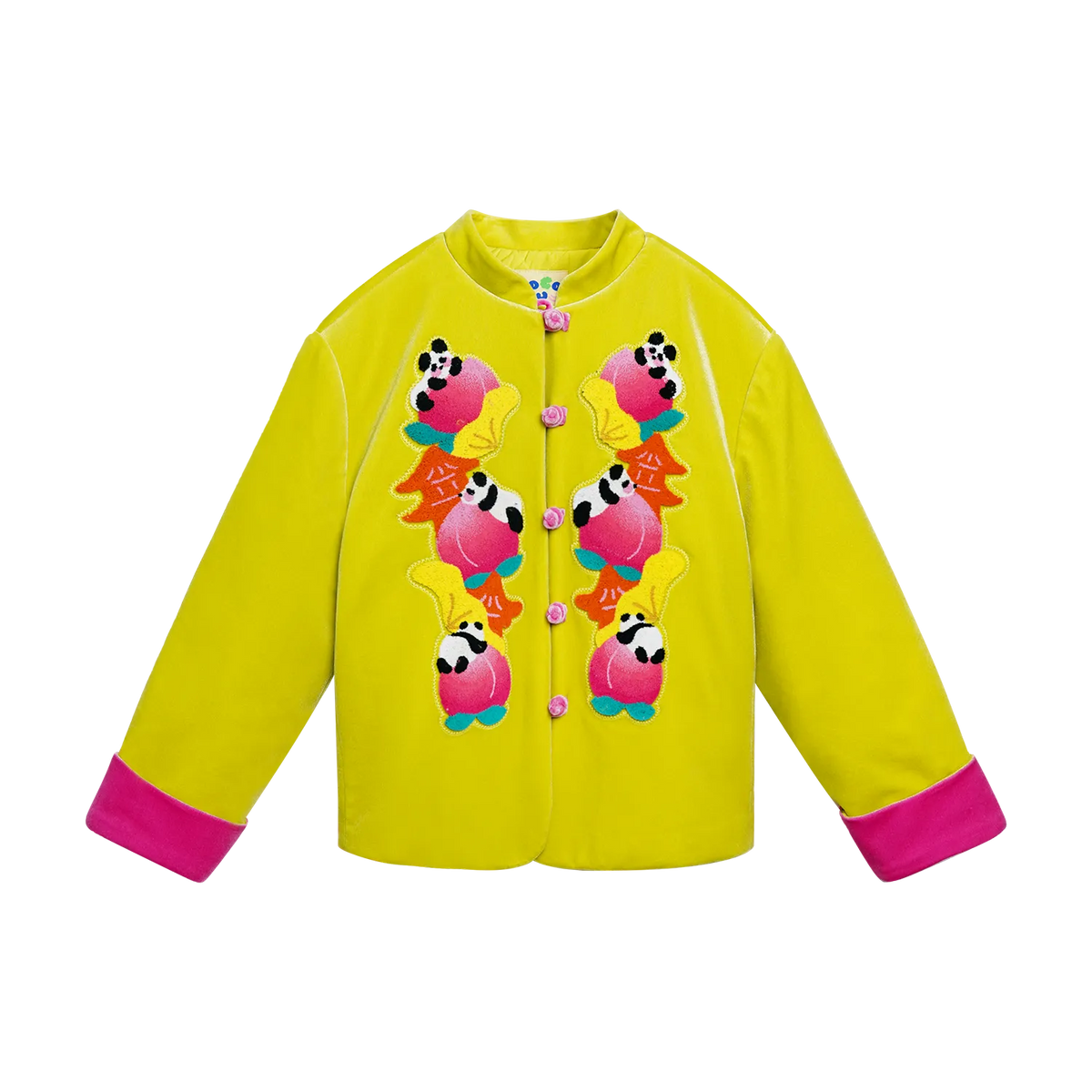 Poco Blush Chinese-Style Velvet Embroidered Jacket Yellow
