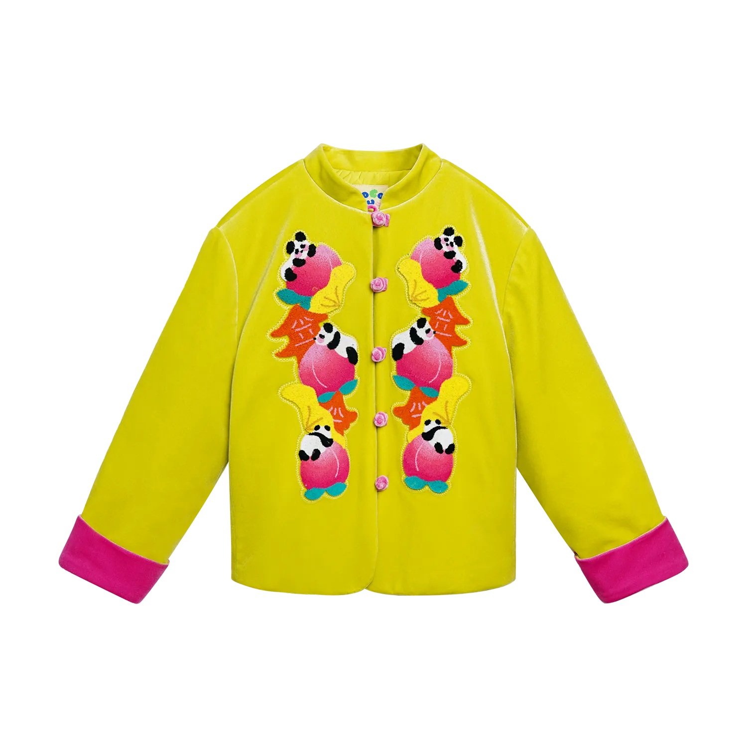 Poco Blush Chinese-Style Velvet Embroidered Jacket Yellow
