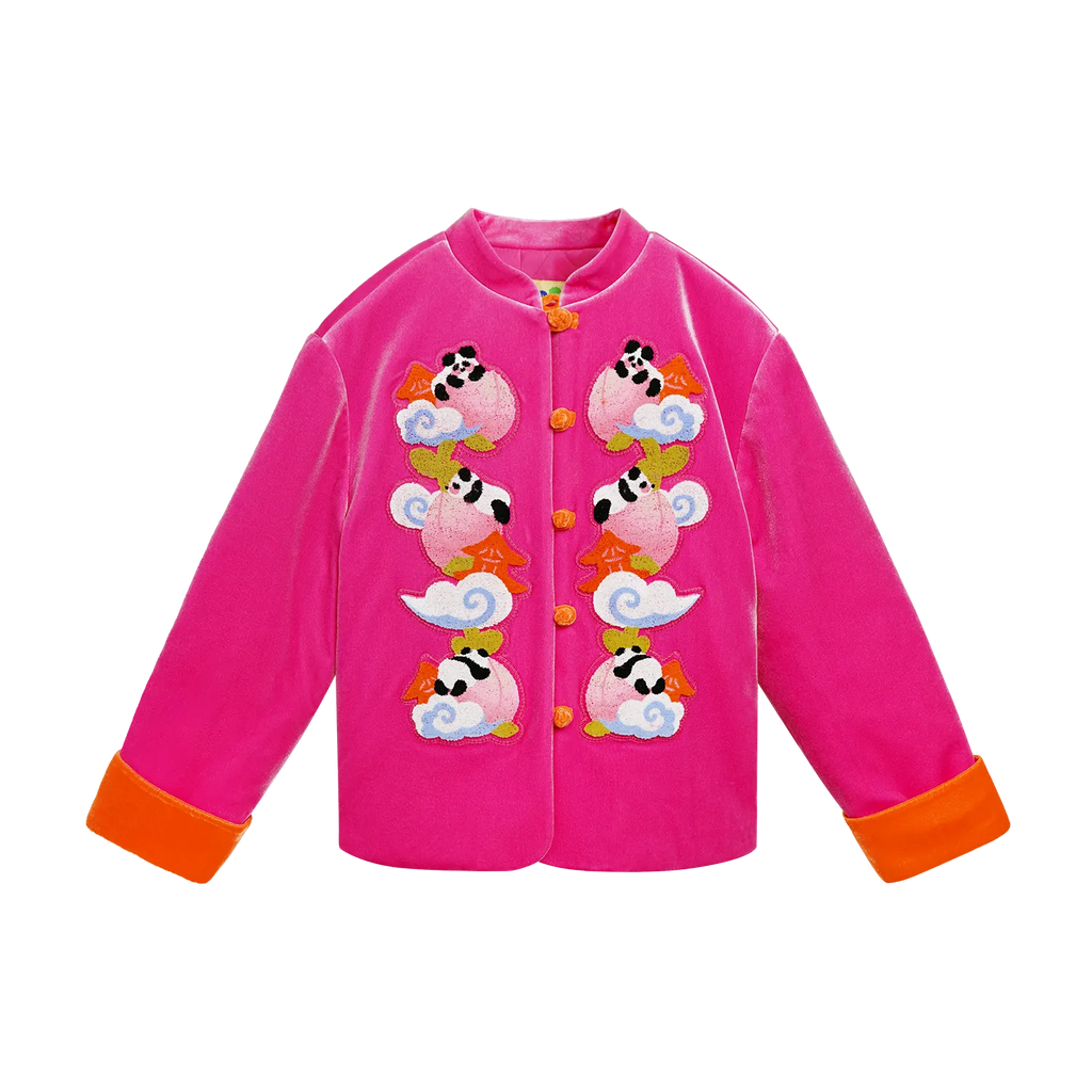 Poco Blush Chinese-Style Velvet Embroidered Jacket Pink