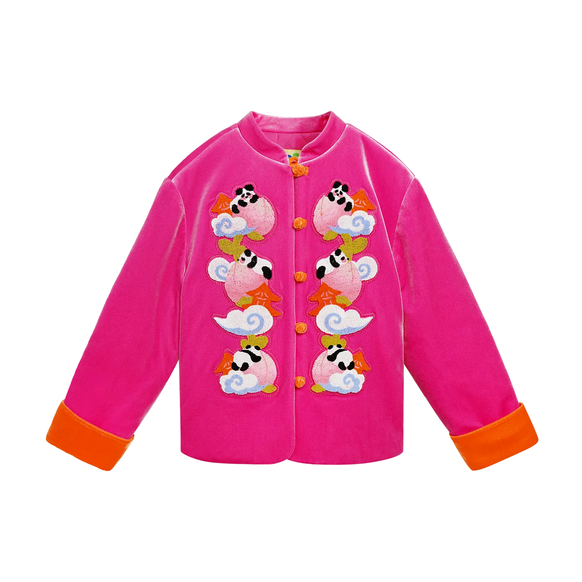 Poco Blush Chinese-Style Velvet Embroidered Jacket Pink