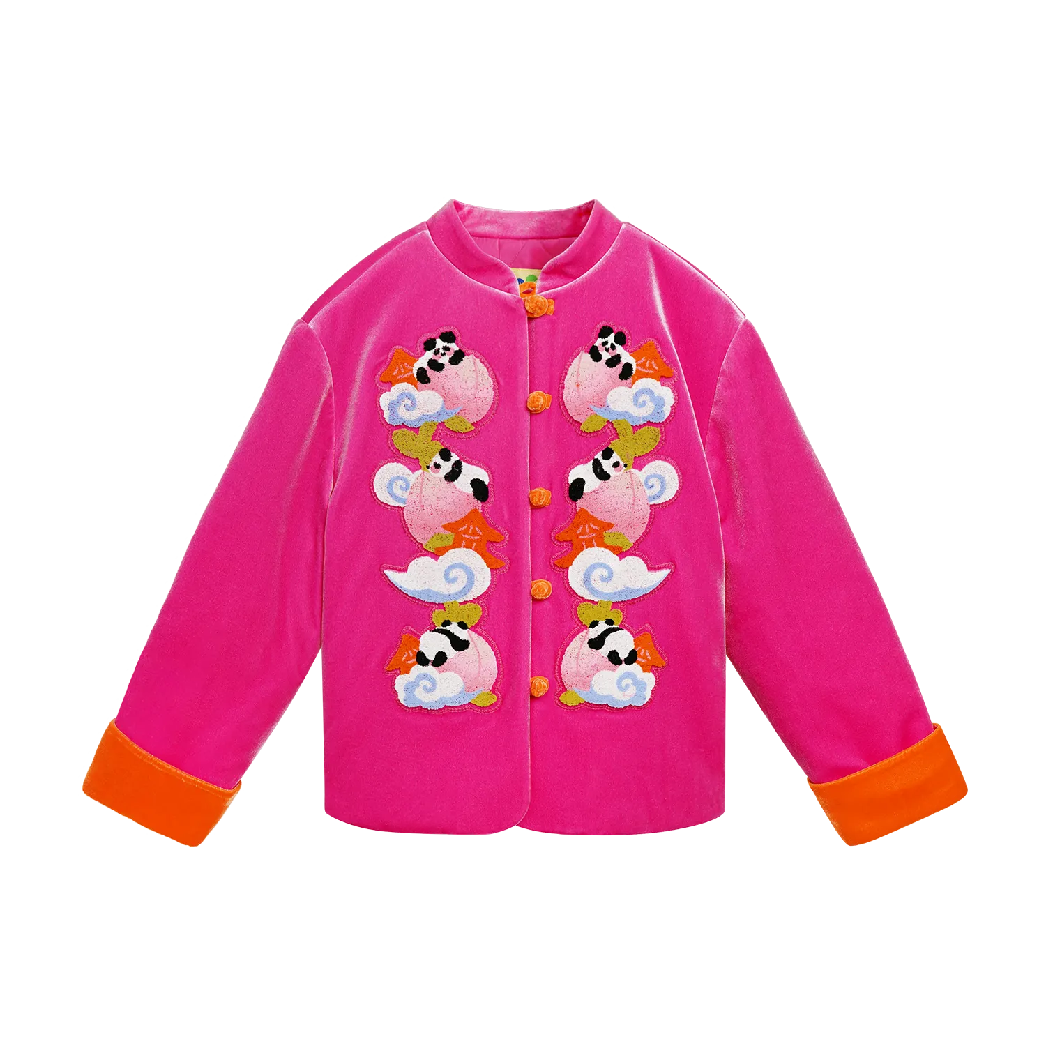 Poco Blush Chinese-Style Velvet Embroidered Jacket Pink