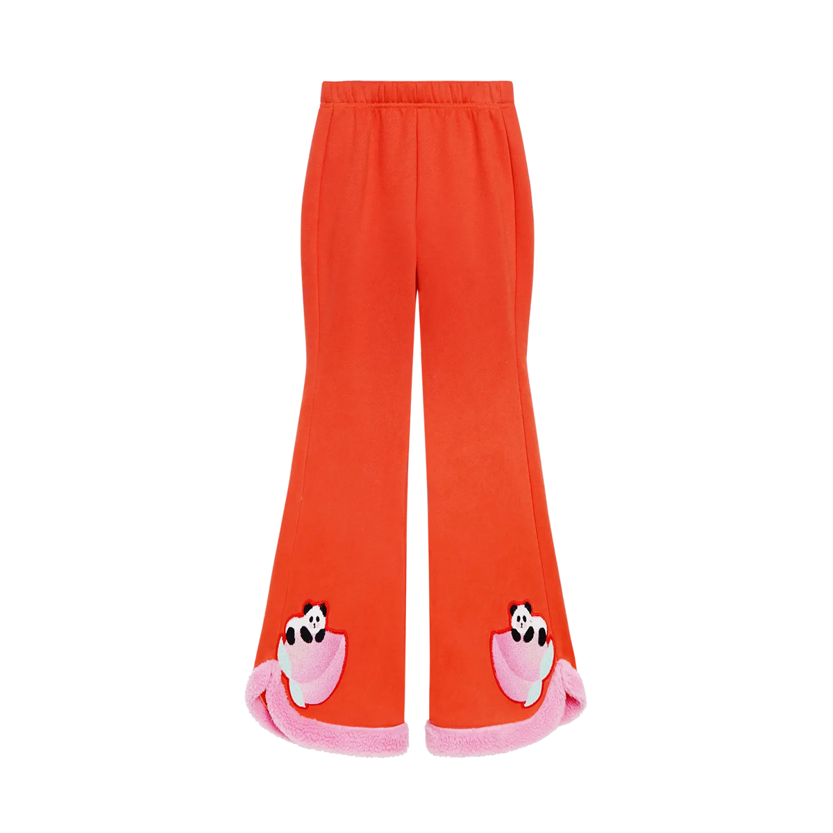 Poco Blush Flared Warm-Fleece Pants – Peach Glow Red