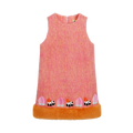 Poco Blush Panda and Peach Embroidered Wool-Blend Dress