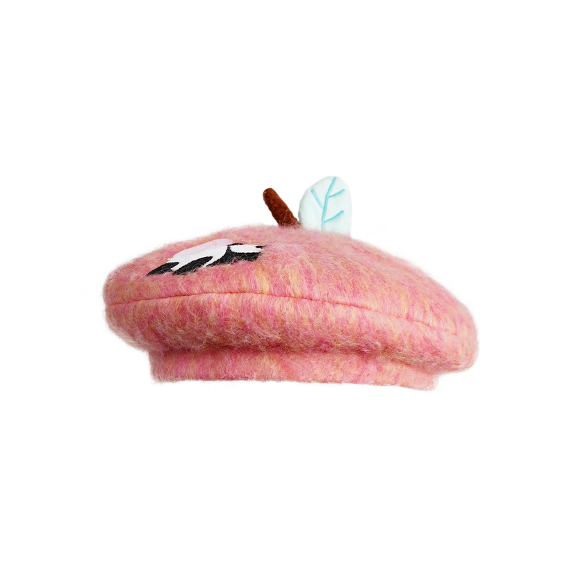 Peach Nectar Wool-Blend Embroidered Hat by Poco Blush