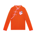 Poco Blush Panda & Peach Chinese-Style Knit Sweater Orange