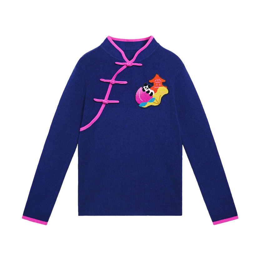 Peach Blessing Night Chinese-Style Knit Sweater by Poco Blush