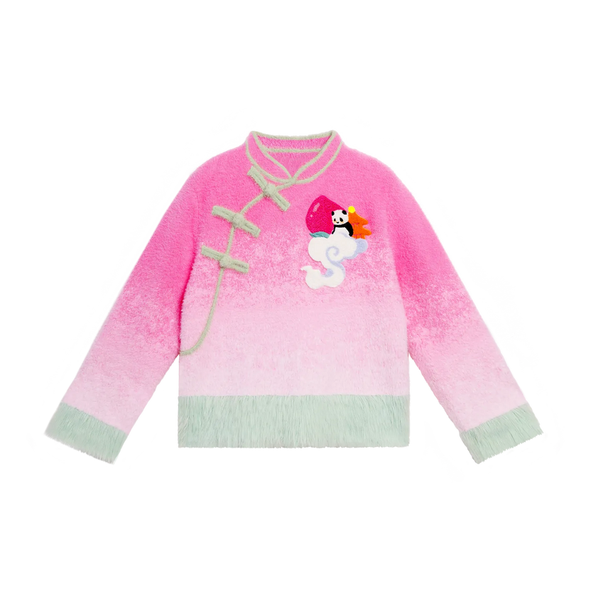 Peach Blush Ombre Faux-Mink Knit Sweater by Poco Blush