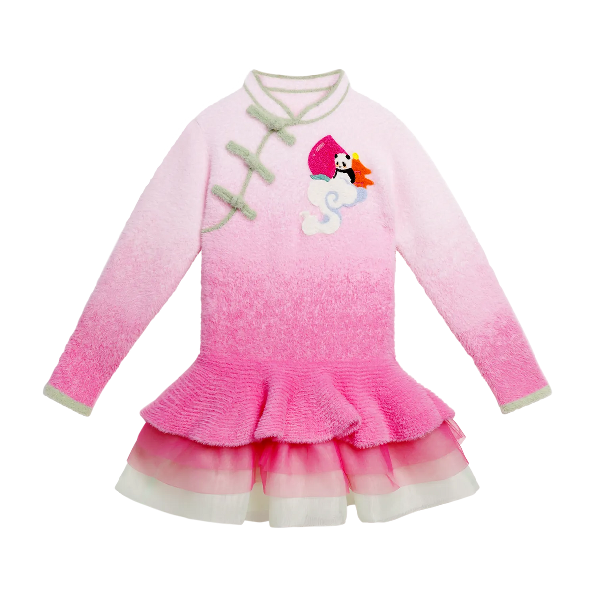 Poco Blush Peach Blush Ombre Faux-Mink Knit Dress