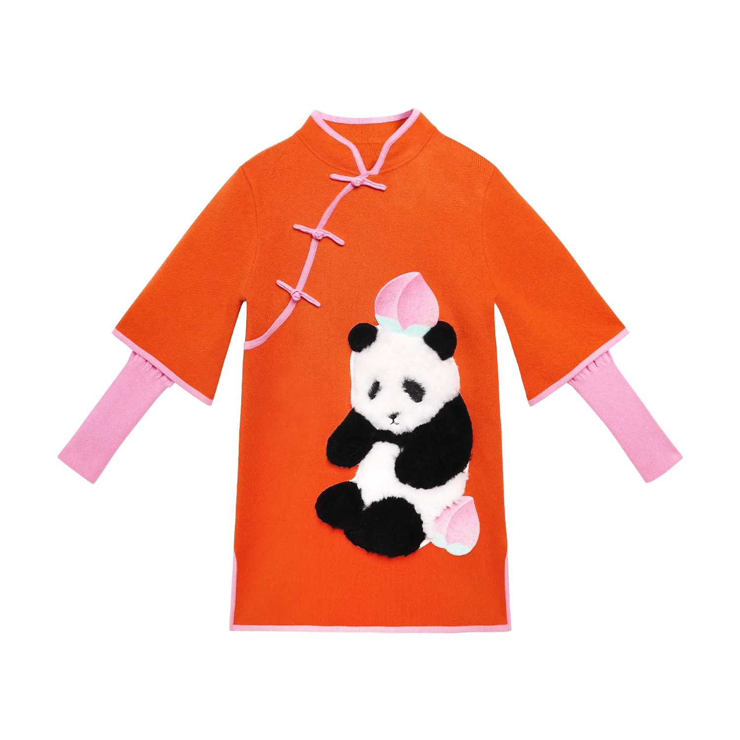 Poco Blush Peach Celebration Chinese-Style Knit Dress