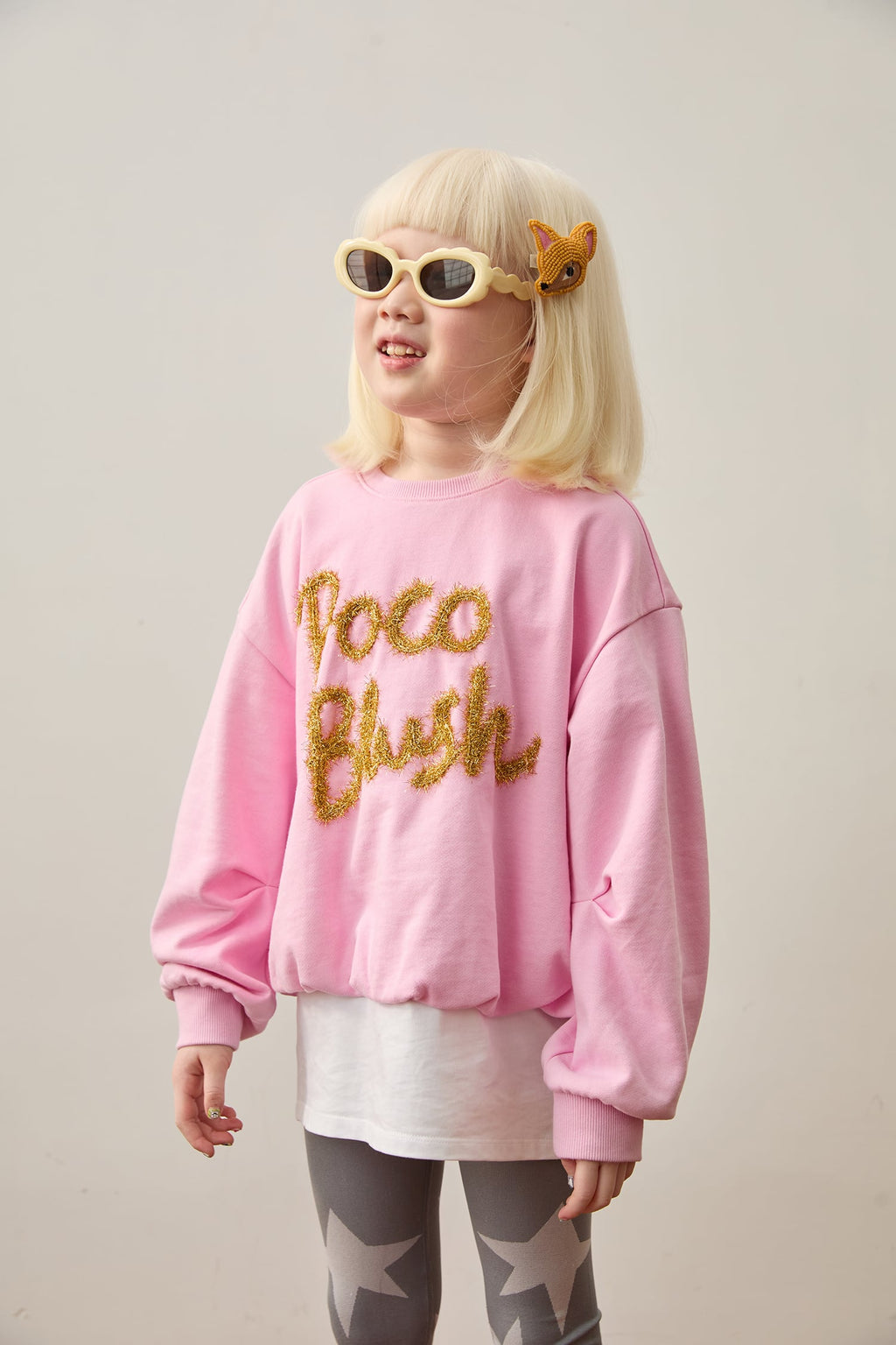 Golden Ribbon Embroidered Sweatshirt by Poco Blush — hero view 3
