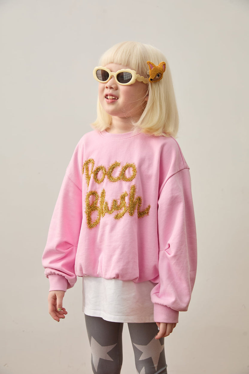 Golden Ribbon Embroidered Sweatshirt by Poco Blush — hero view 3
