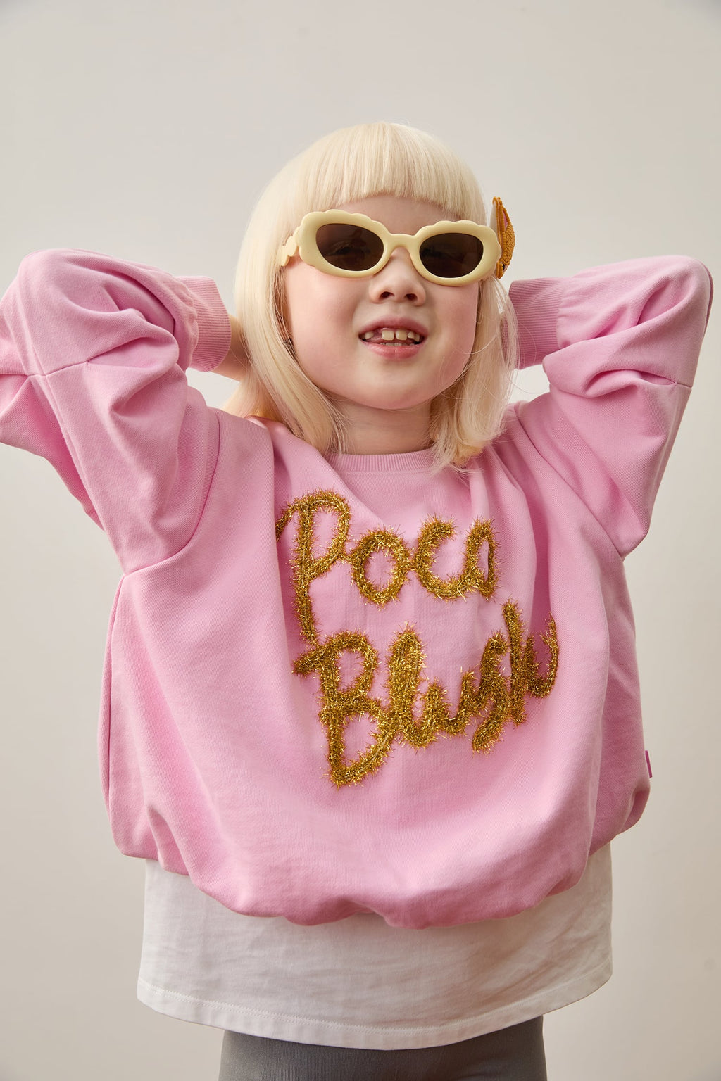Golden Ribbon Embroidered Sweatshirt by Poco Blush — hero view 5