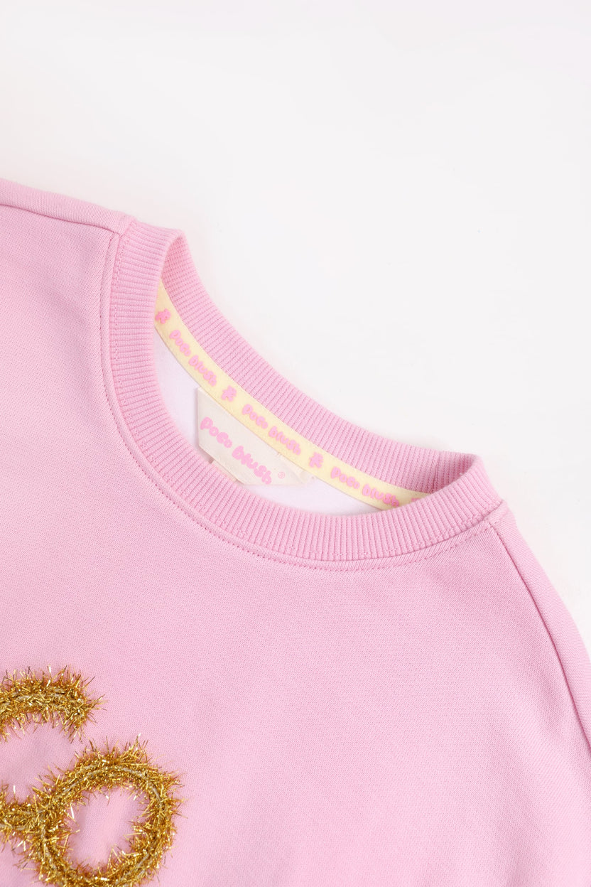 Golden Ribbon Embroidered Sweatshirt by Poco Blush — detail view 7