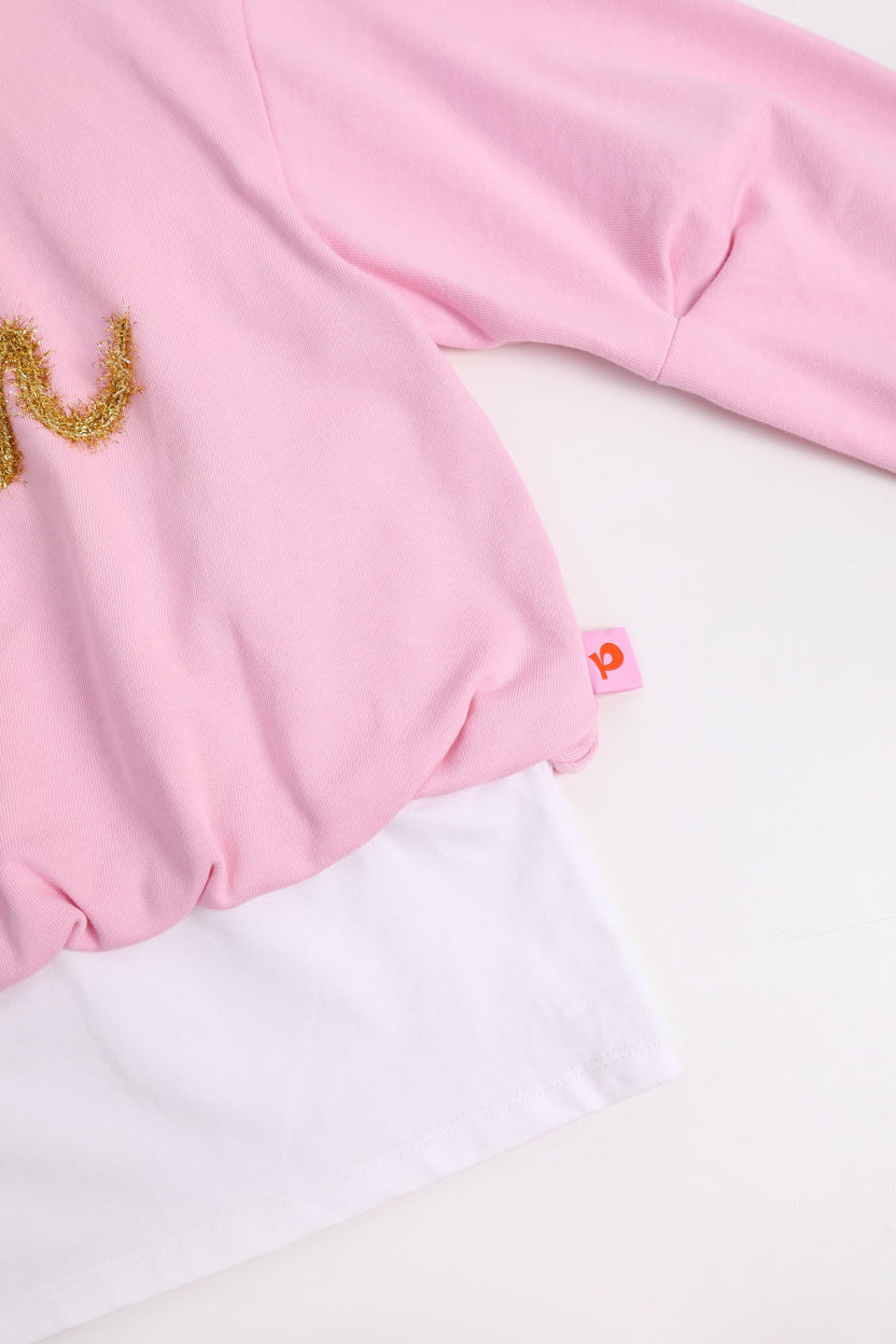 Golden Ribbon Embroidered Sweatshirt by Poco Blush — detail view 10