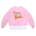 Golden Ribbon Embroidered Sweatshirt in Peach Pink — flat lay