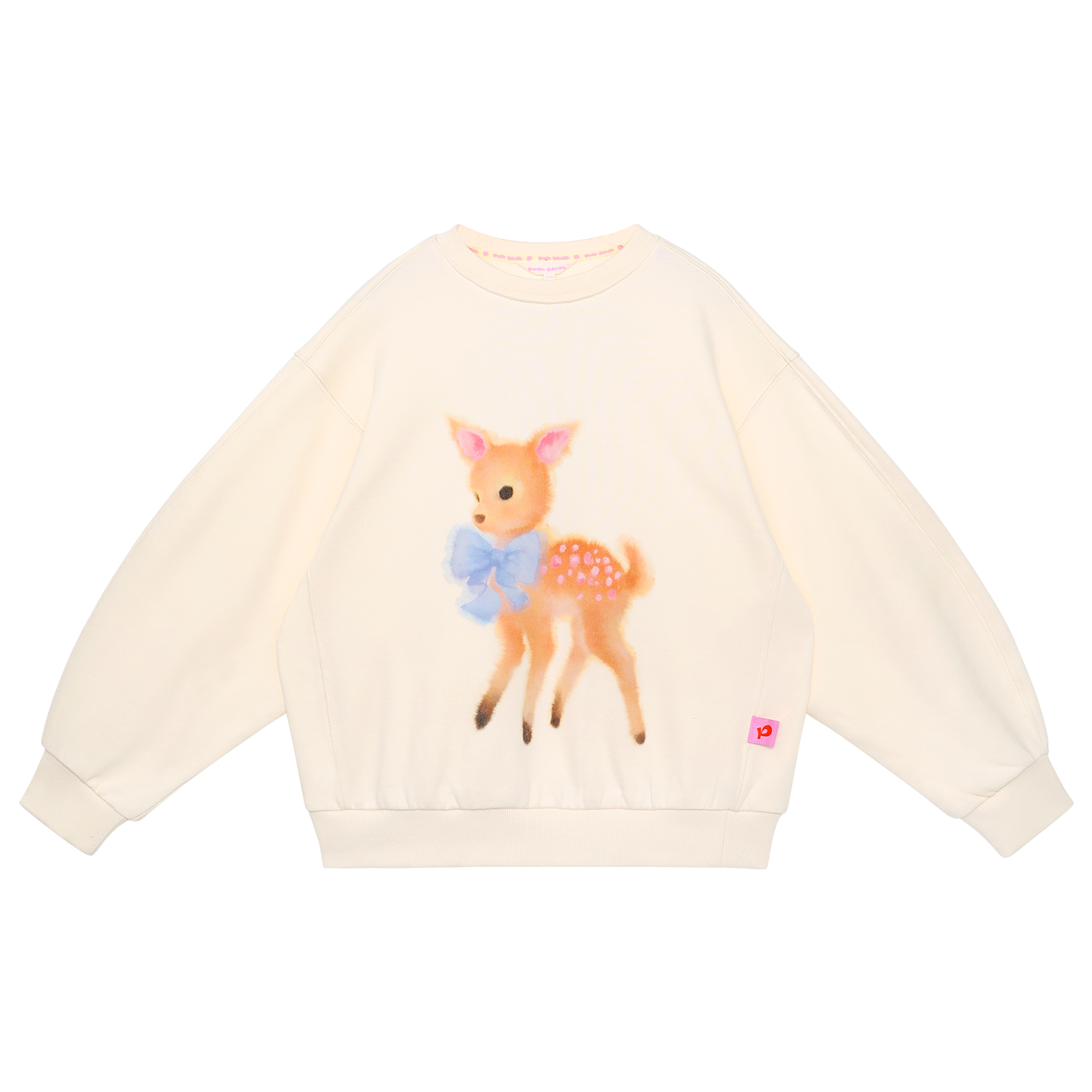 Ink-Wash Animals Sweatshirt in Cream Yellow — flat lay