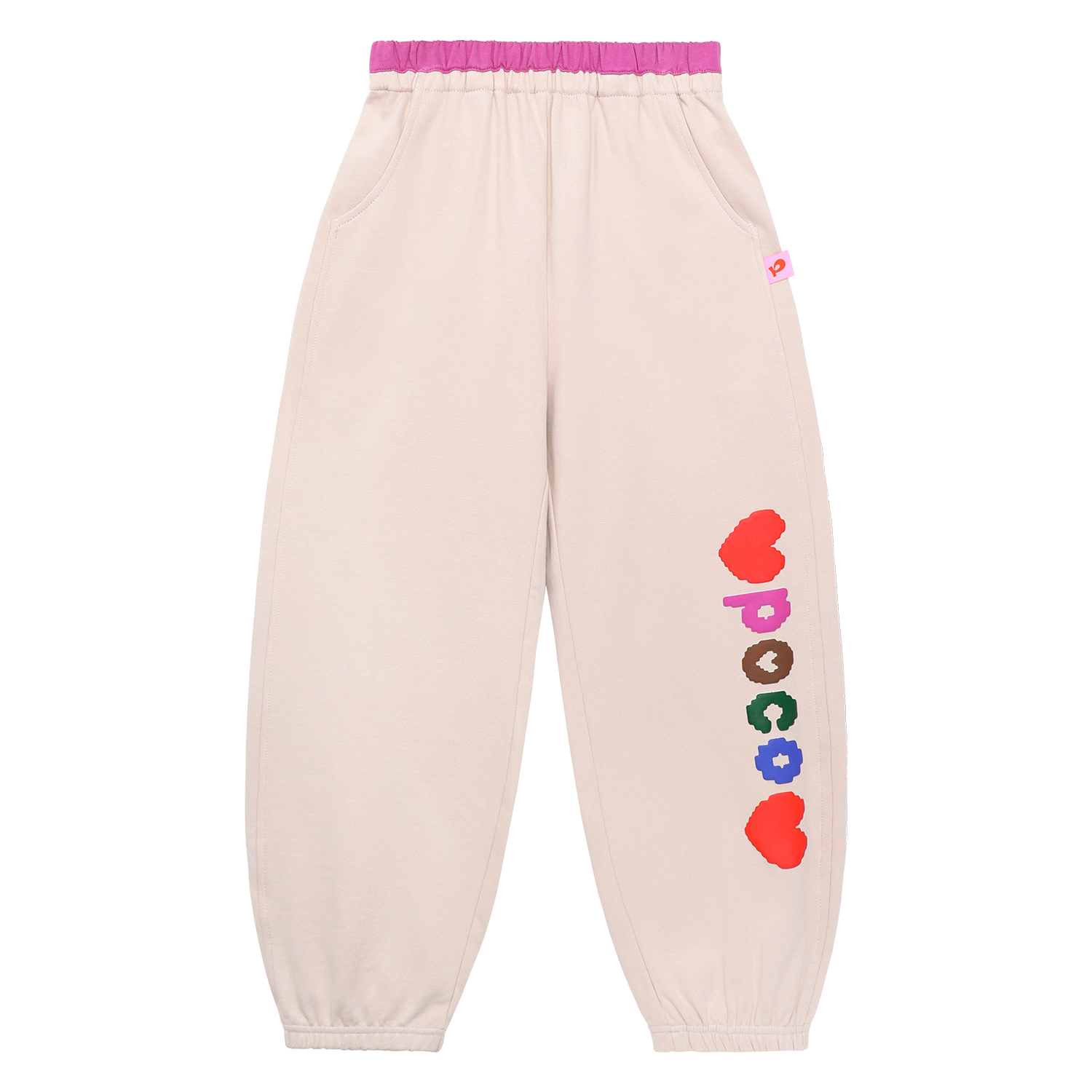 Puff-Print Colour-Block Joggers in Caramel Brown — flat lay