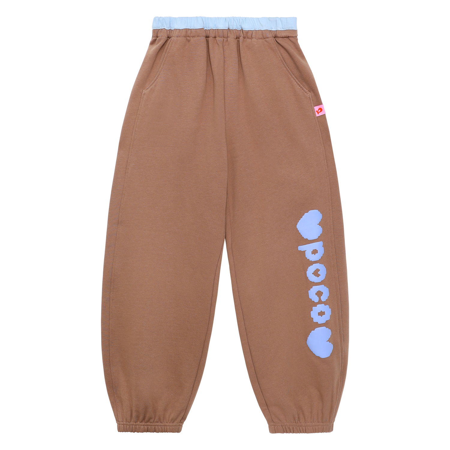 Puff-Print Colour-Block Joggers in Cream Yellow — flat lay