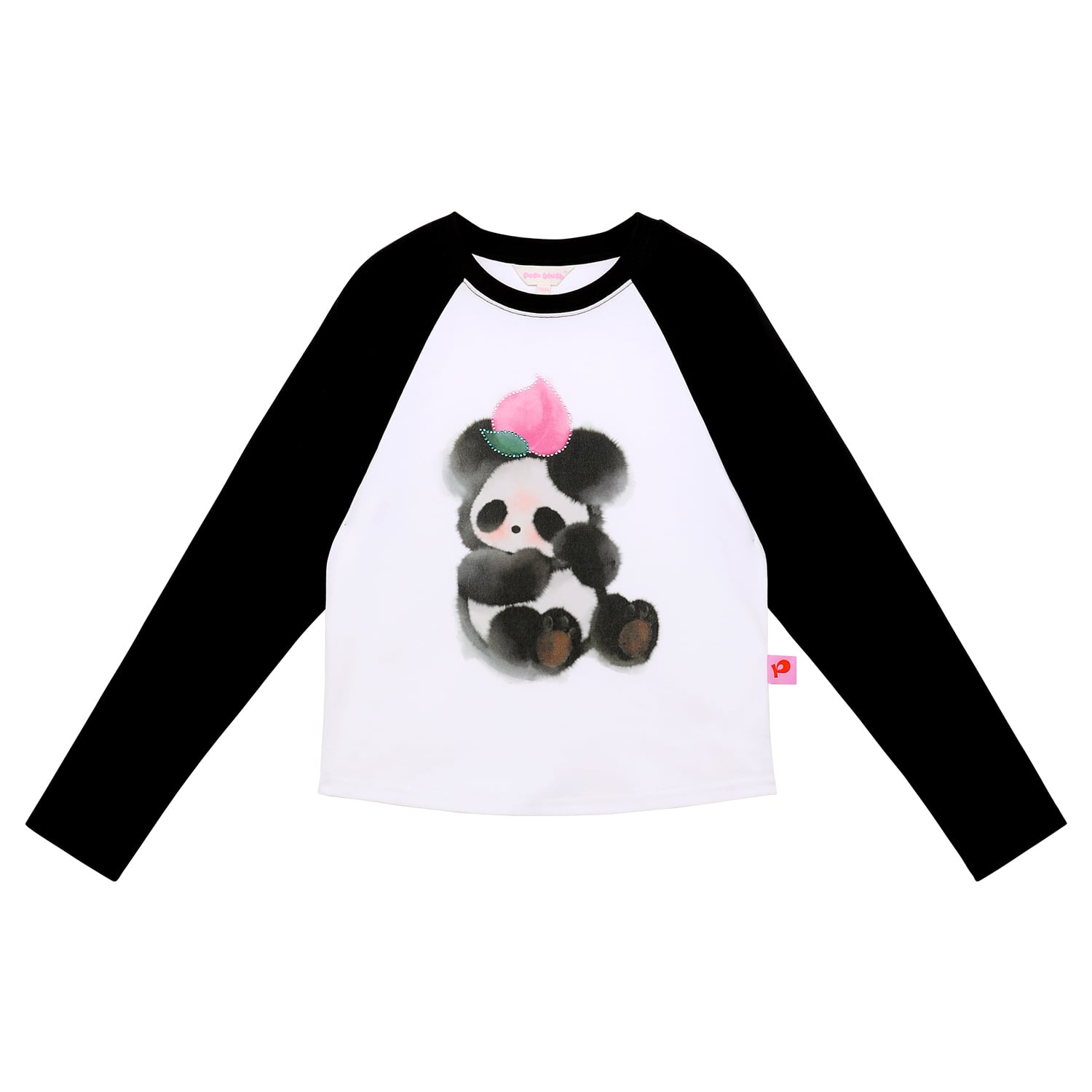 Ink-Wash Animals Raglan Long-Sleeve Tee by Poco Blush — flat view 6
