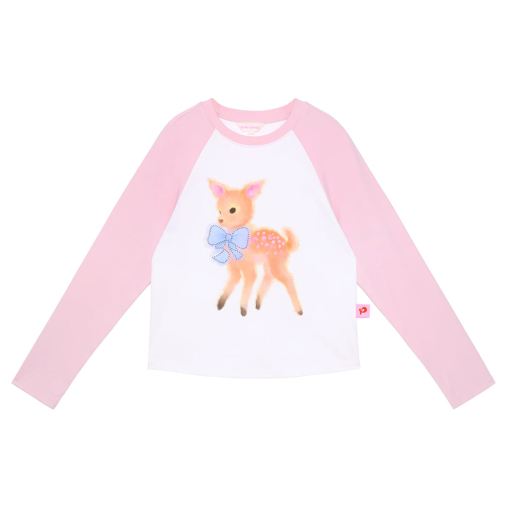 Ink-Wash Animals Raglan Long-Sleeve Tee by Poco Blush — flat view 7