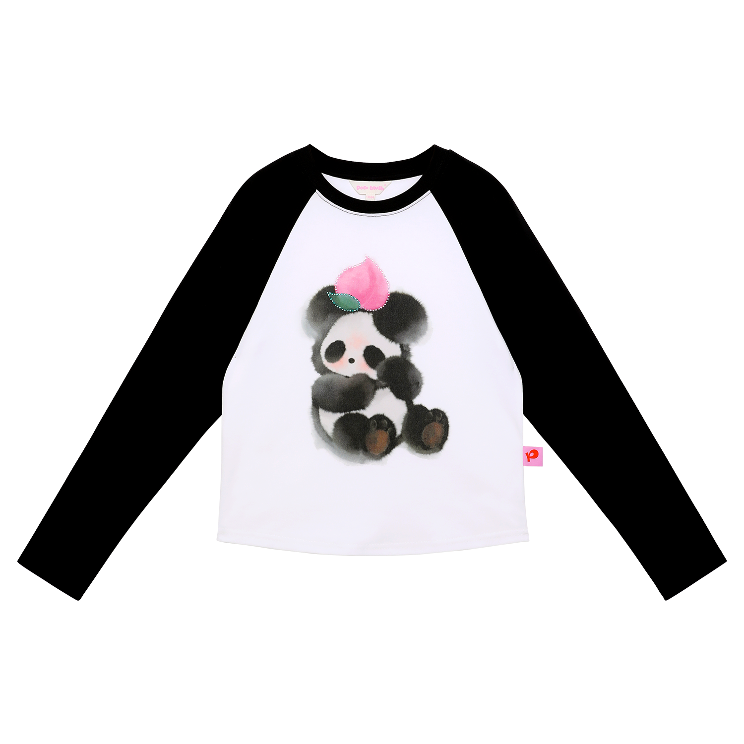 Ink-Wash Animals Raglan Long-Sleeve Tee in Black — flat lay