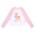 Ink-Wash Animals Raglan Long-Sleeve Tee in Peach Pink — flat lay
