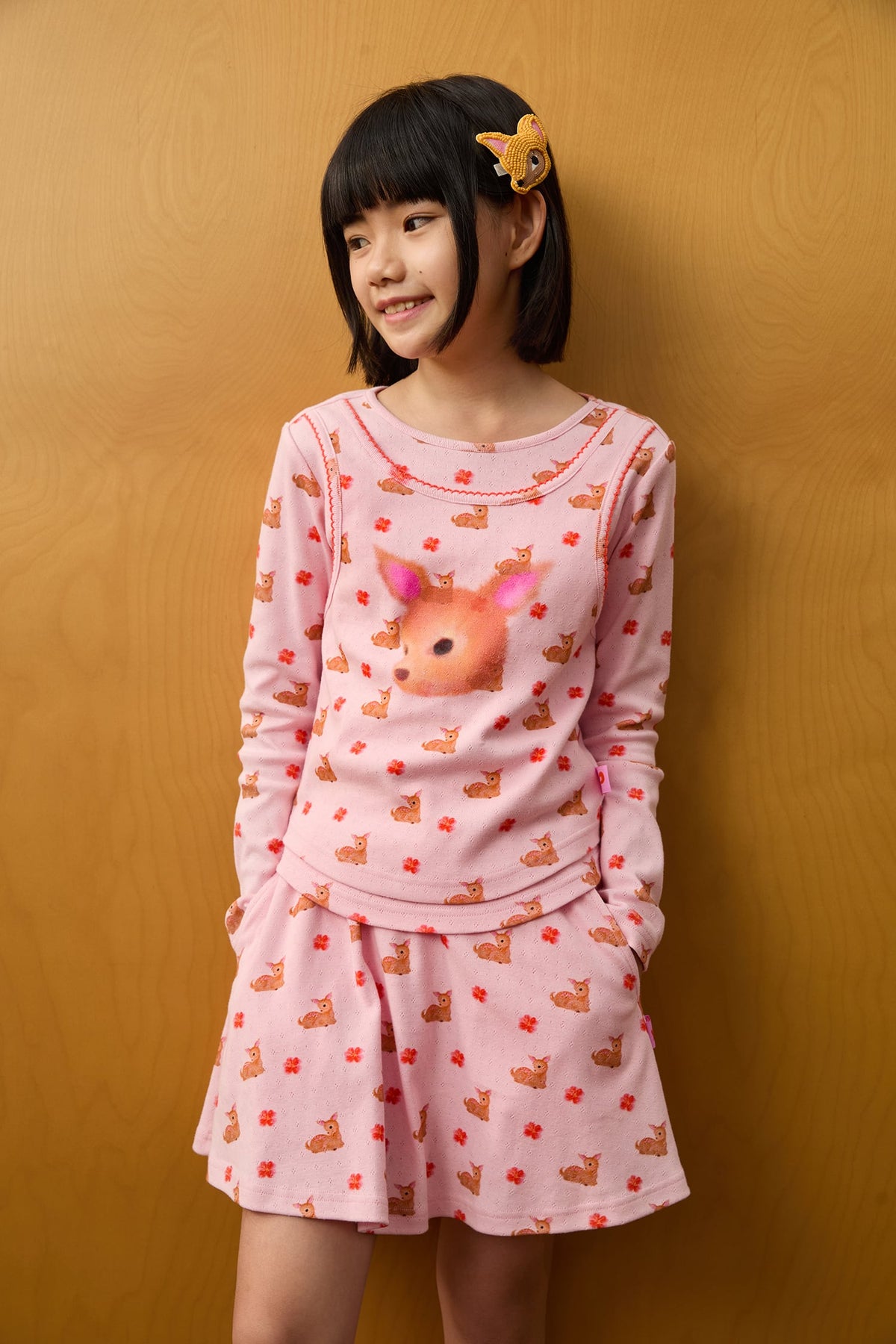 Ink-Wash Animals Layered Long-Sleeve Tee by Poco Blush — hero view 2