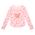 Ink-Wash Animals Layered Long-Sleeve Tee in Lotus Pink — flat lay