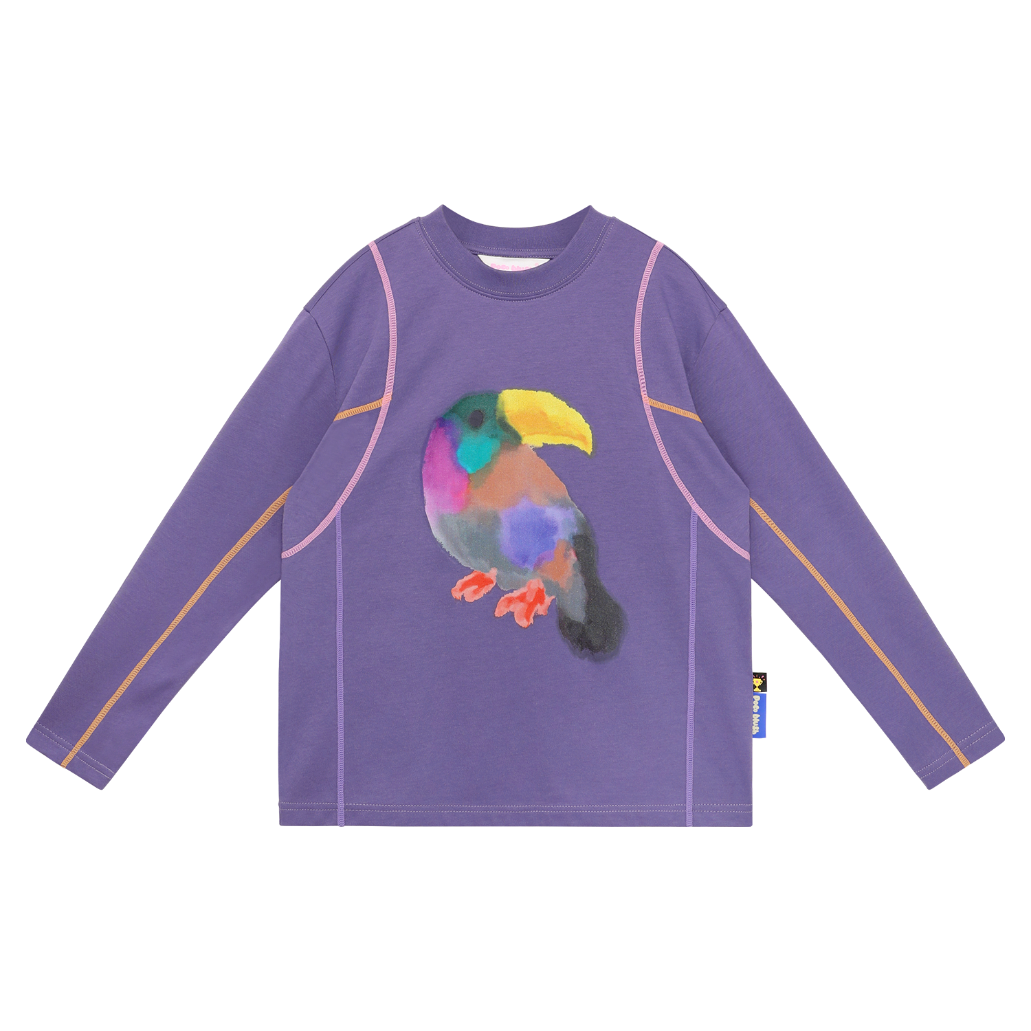 Autumn Ink-Wash Animals Tee in Grape Purple — flat lay