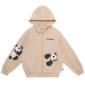 Ink-Wash Animals Character Hoodie in Pale Ochre — flat lay