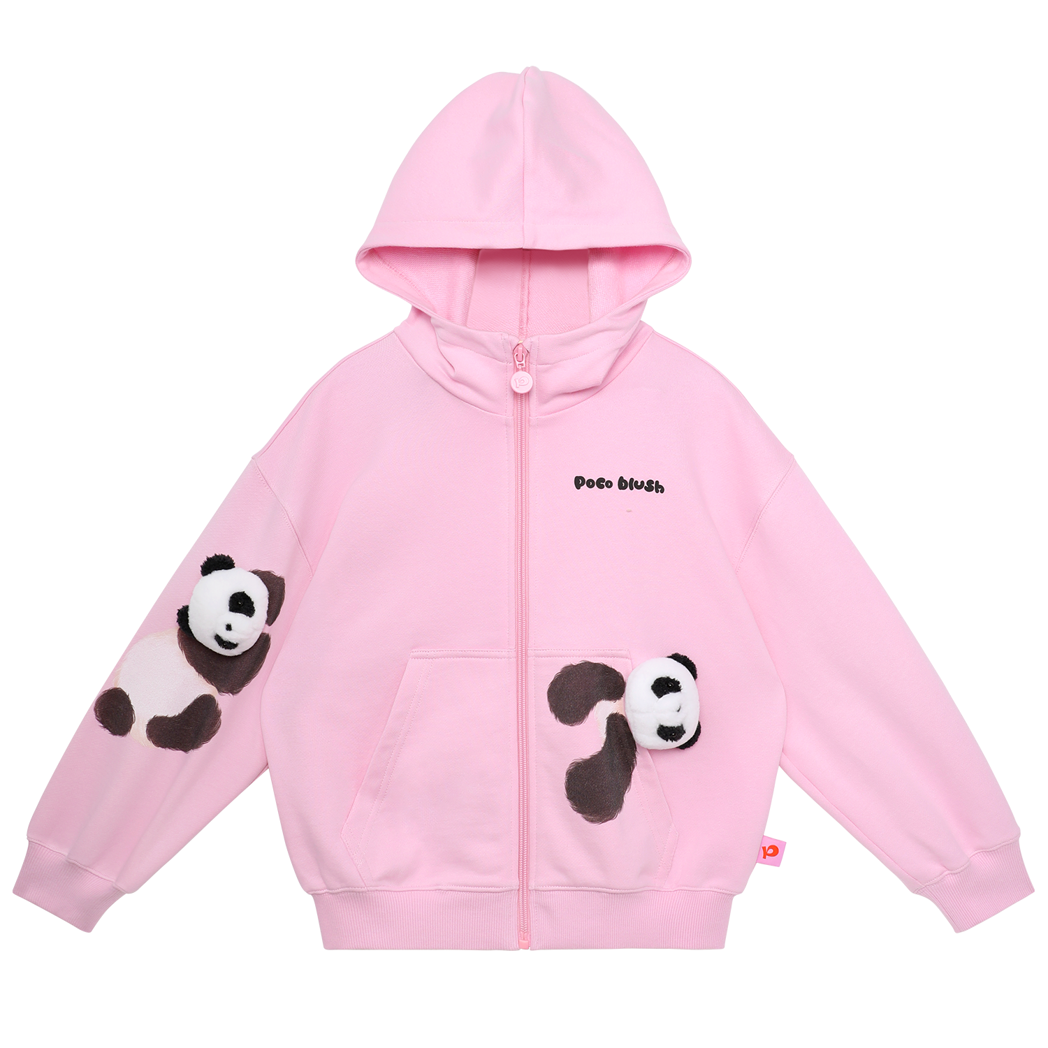 Ink-Wash Animals Character Hoodie in Peach Pink — flat lay