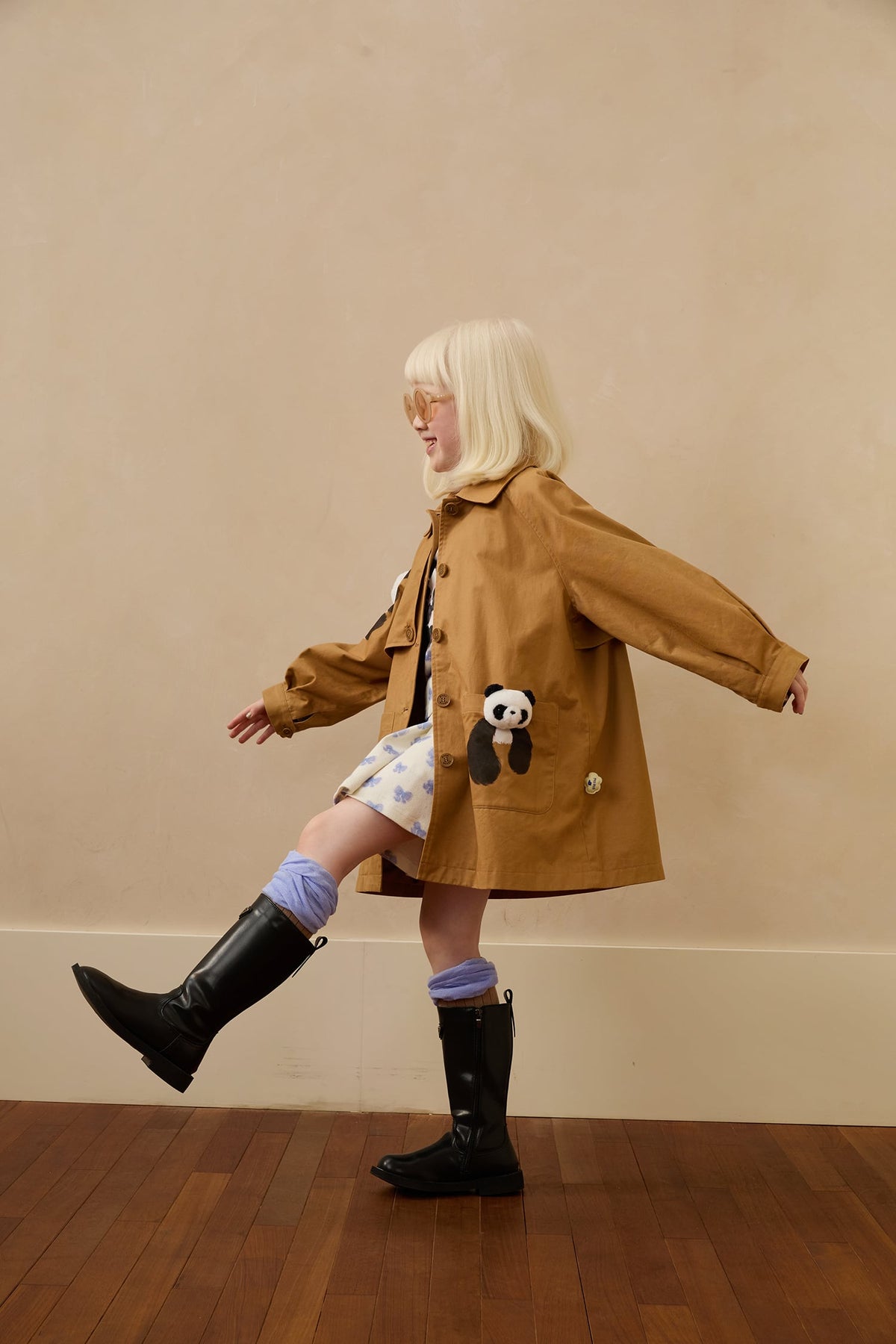 Ink-Wash Animals Character Trench Coat by Poco Blush — hero view 4