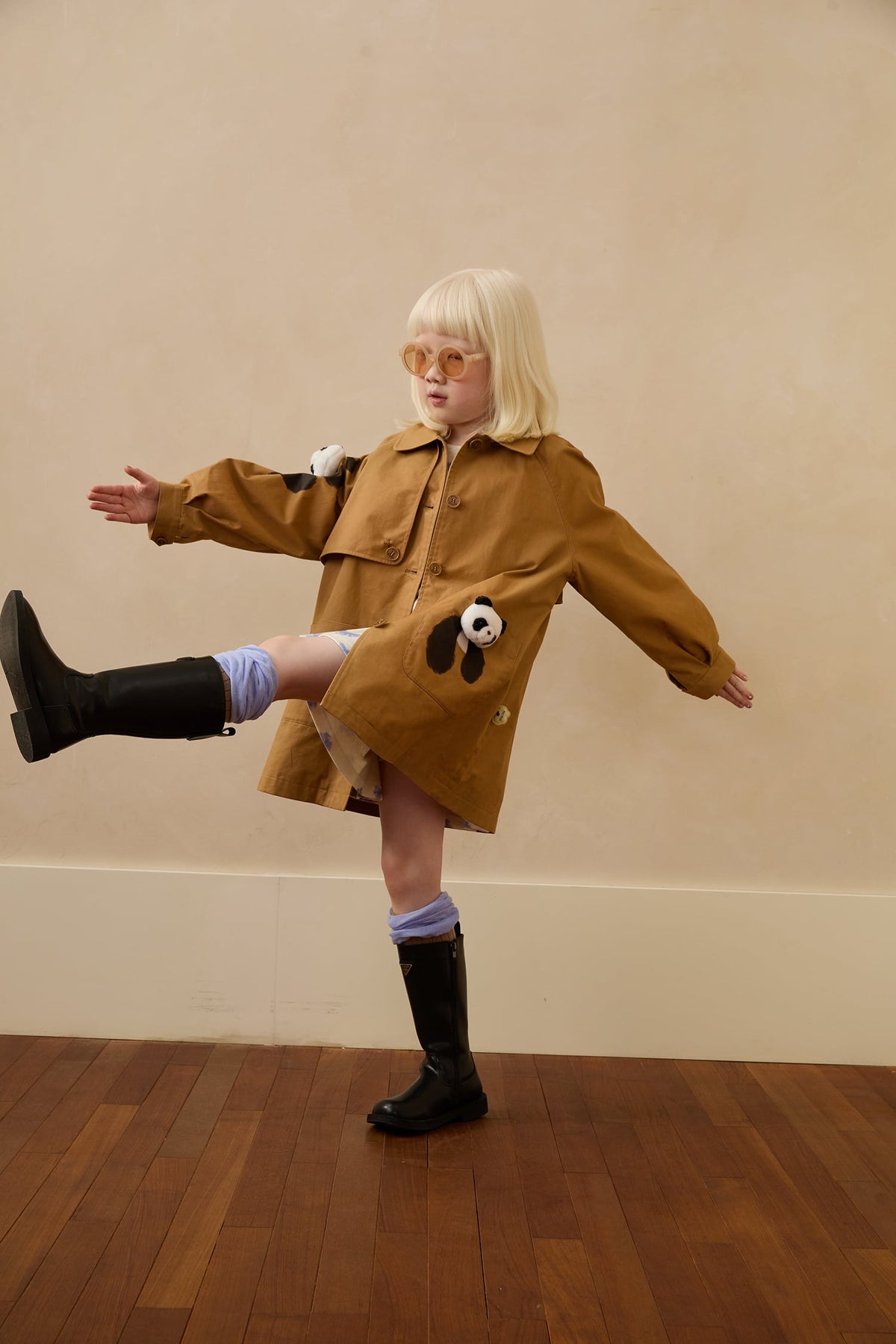 Ink-Wash Animals Character Trench Coat by Poco Blush — hero view 5