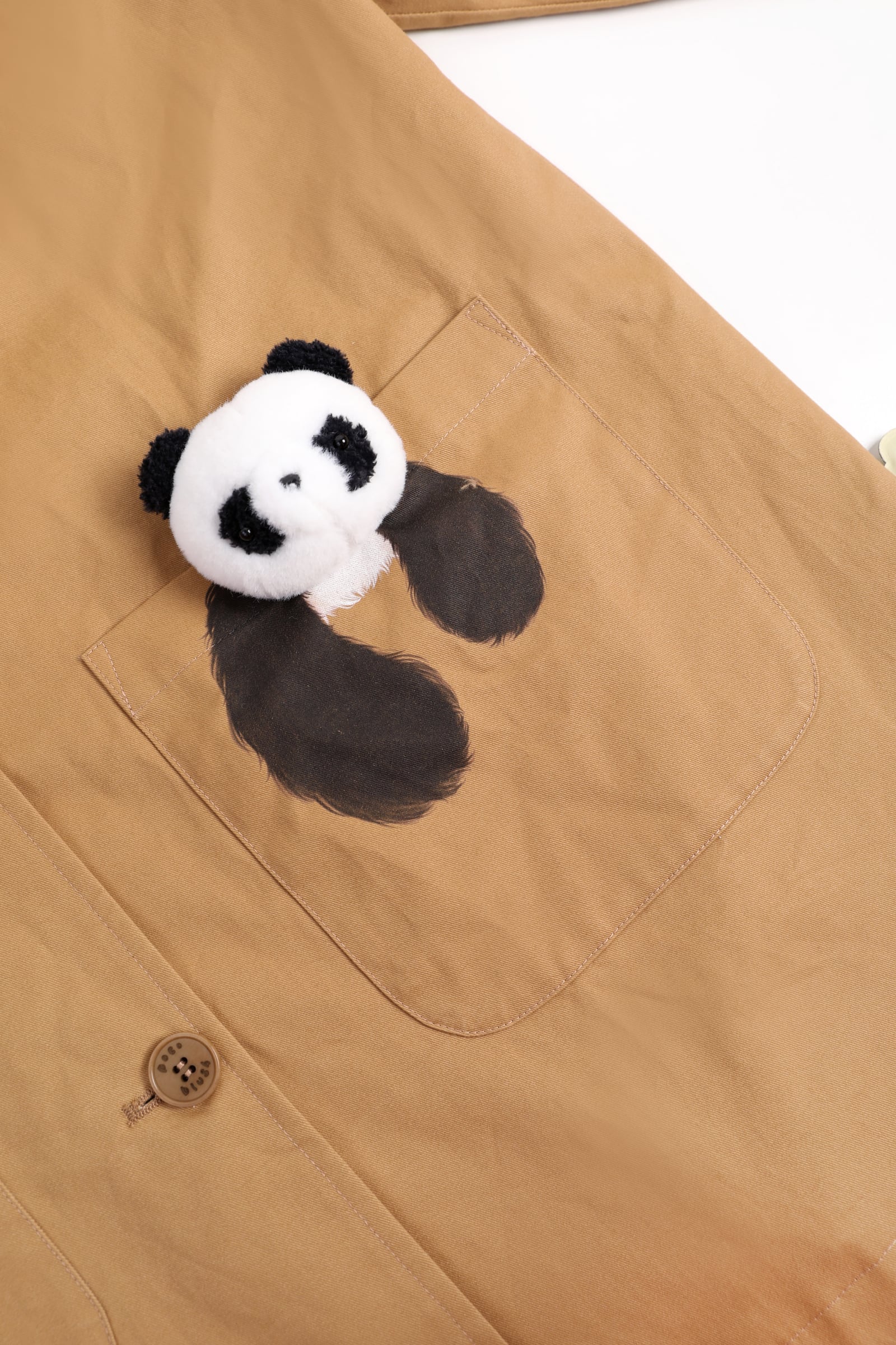 Ink-Wash Animals Character Trench Coat by Poco Blush — detail view 10