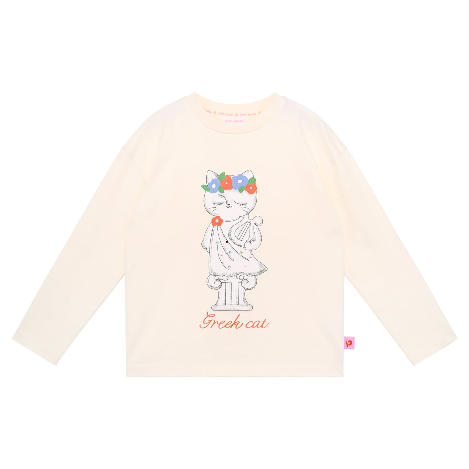 Greek Cat Crystal Tee by Poco Blush — flat view 7