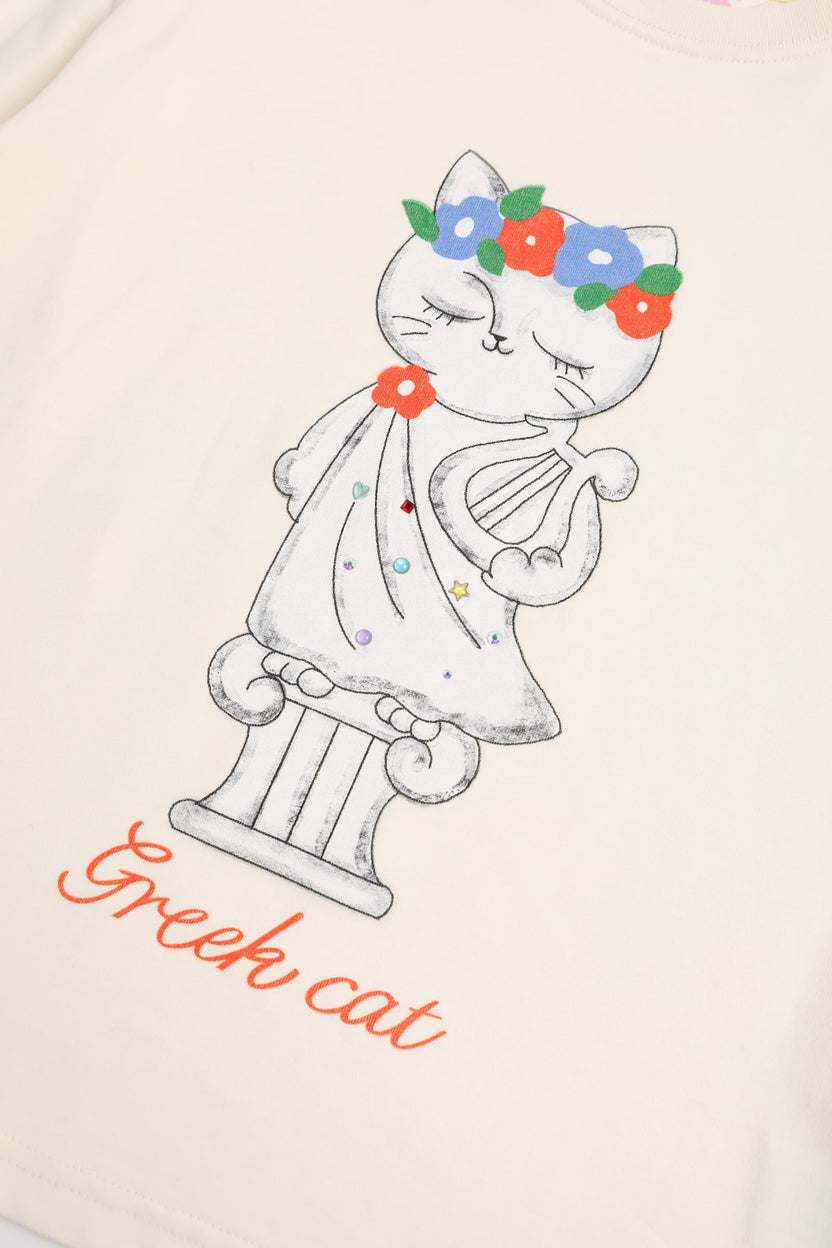 Greek Cat Crystal Tee by Poco Blush — detail view 8