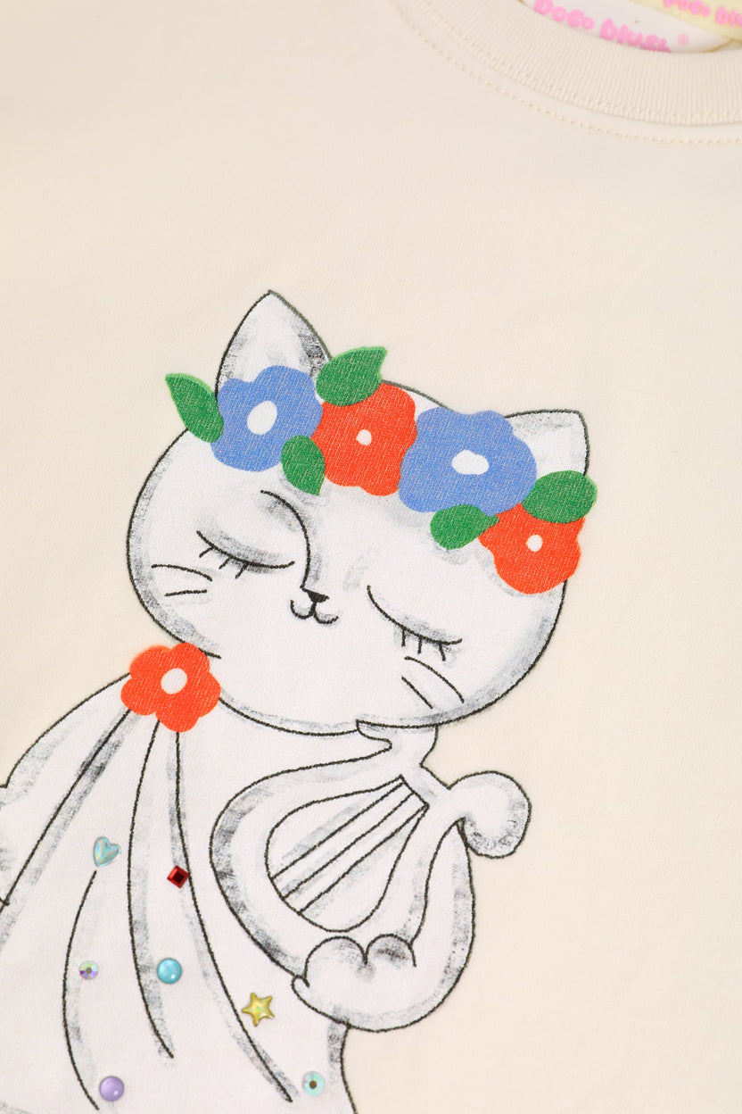 Greek Cat Crystal Tee by Poco Blush — detail view 9